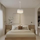 Zedelmaier Hängelampe Lampenschirm Deckenlampe Hängend mit Stofflampenschirm E27x1/Max.40w Hängelampe Wohnzimmer Schlafzimmer Esszimmer Schlafzimmerlampe Wohnzimmerlampe Pendelleuchte (Grau, Φ30cm)
