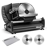 200Watt Elektrischer Allesschneider Edelstahl - Verstellbare Küchenmaschine 0 bis 15mm - 2 Klingen - Wurstschneidemaschine - Brotschneidemaschine, Schinkenschneider, Elektrisches Messer Fleisch & Käse