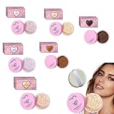 6 Farbe Beauty Puff Powder - Puff Pass Set & Easy Bake Powder Backpulver Loser Gesichtspuder mit Extra Fixierung Puderquaste Loose Baking & Setting Powder | Natürliches Gesichts-Make-up (#06, 24G)