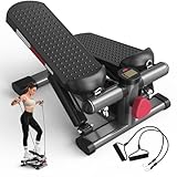 JASPORT ST1 Mini-Stepper für Zuhause, 2-in-1 Up-Down Swing Stepper mit Power Ropes, LCD-Display, Einstellbarer Widerstand, Bein- und Armtraining, Leise und Kompakt, Maximale Belastung 100 kg