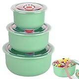 YYTECH 3er Set Mikrowellengeschirr mit Deckel, Mikrowellengeschirr Frischhaltedosen 300/500/900ML, mikrowellengeschirr zum aufwärmen für Spülmaschine, Mikrowelle, Backofen, Kühlschrank(Grün)