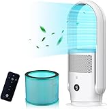Rotorloser Ventilator, Ultty Turmventilator Leise mit Fernbedienung, Touch, Timer, HEPA Filter, 60 cm Oszillation Bladeless Fan für Schlafzimmer Büro, CR021 Weiß