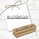 Dekolando Motivstempel Hühner Bordüre - Bauernhof Stempel Holzstempel Landleben - Abdruck 98 x 18 mm