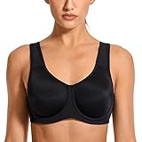 SYROKAN Damen Starker Halt Sports BH Große Brüste mit Bügel für Große Größen Schwarz 85D