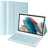 Bluetooth-Tastaturhülle für Samsung Galaxy Tab A8 10,5 Zoll 2021 SM-X200/X205, kabellose, abnehmbare Tastatur mit automatischer Wake-/Sleep-Abdeckung (A8, Blau)