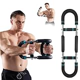 BOSSETY Armtrainer, U- Shaker Twister Armtrainer, Verstellbarer Brust-Expander,Tragbarer Muskelkraftverstärker mit Drehstab, unterarm trainingsgerät,dreistufige Geschwindigkeitseinstellung (Blau)