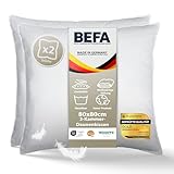 BEFA NATUR Daunenkissen 80x80 cm (2 Stück) | 3-Kammer Kopfkissen | 90% Daunen & 10% Federkissen | je 1400g Füllgewicht | Allergiker (NOMITE) | Tierwohl (DOWNPASS) | OEKO-TEX Klasse 1 | Made in Germany