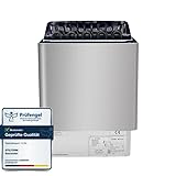 Thermolux Saunaofen 6 KW, Finnischer Elektro-Heizgerät Saunaheizung Gunmetal, Elektro-Sauna Heizgerät, ohne Touch-Bedienung, ohne Saunasteine