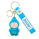 Freyauga Schlüsselanhänger, 7cm Kleiner Kawaii Blau Schlüsselbund-Anhänger mit Metallring und Silikonband für Schlüssel Damentaschen Schulranzen, Süßes Geschenk zum Schulanfang Geburtstag Feiertage