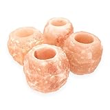 Lebensquelle Plus 4er Set Salzkristall Teelichthalter | Salz Teelicht Stimmungslicht 500 g | Kristallsalz aus Punjab/Pakistan nahe Himalaya