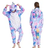 Giugio Kostüm Kinder Pyjama, 130cm Kostüm Onesie Jumpsuit mit Kapuze, Kinder Einhorn Onesie, Mädchen Jumpsuit Overall Onesie Schlafanzug, für Kuschelig Cosplay Karneval Party Halloween Weihnachten