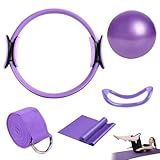 XEERUN 5 Stück Pilates Ring Set, Pilates Kit, Pilates-Ring mit rutschfesten Griffen, Pilates Essentials Kit für Frauen, Pilates Kreis Ring mit Pilates Ball und Fitnessbändern für zu Hause, Yoga