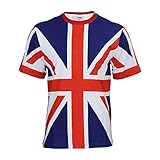 GIMOCOOL Britischer Flaggen-T - Shirt | Vereinigtes Königreich T-Shirts Rundhals, Atmungsaktive Baumwolle,Vereinigtes Königreich Themenkleidung für den Sport
