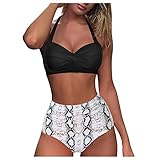 MIN Ying Badeanzug mit hoher Taille, Vintage, Damen, Bikini, Bademoden, Push-Up, Halter, Badeanzug, 2-teilig, Bandage mit Triangel-Bikiniunterteil, Kleidung, Damen, Badeanzug, Shorty, Strand, 30-weiß,