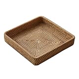 RT&BS Rattan Brotkörbe zum Servieren, gewebte Gemüsekörbe, handgewebter Obstkorb für Küche, Geschäft, Restaurant, Outdoor, Party (Honigbraun, M)