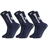 FANTESI 3 Paare Fußballsocken für Herren Damen, Sportsocken Fußball Anti Rutsch Grip Fußball Socken 39-46 Rutschfeste Sportsocken für Fussball Basketball Laufen, Dunkelblau