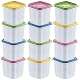 Annastore 12 x Tiefkühldosen 380 ml - Gefrierdosen zum Einfrieren - Frischhaltedosen stapelbar - Vorratsdosen zum Einfrieren und Auftauen - Mikrowellendosen - 380 ml