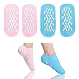 2 Paar Gel Socken - Weiche Feuchtigkeitsspendende Socken, Gel-Socken Spasocken Superweiche Spa Socken mit Gel, Moisturizing Socken FeuchtigkeitsspendendKann für Rissige Haut(Rosa&Blau)