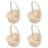 4 Stück Blumenmädchen Korb | Klei-ner Rattan Korb Weidenkorb mit Griff | Weiden Blumenkörbchen Hochzeit | Flower Blumenkorb Für Vintage Hochzeits Garten Zuhause Hochzeit Party Dekoration