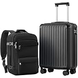 COOLIFE Handgepäck Koffer 55X40X20cm und Kabinen Rucksack 20L(40X25X20cm) Set für EasyJet Flugzeug Handgepäck Kabinengepäck Hartschlagenkoffer Reiserucksack Klein mit TSA-Schloss