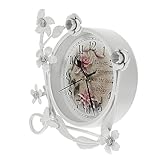 VINTORKY Elegante Vintage Tischuhr Leise Retro Desktop Uhr Für Wohnzimmer Dekoration Europäischer Stil Batteriebetrieben 1018 Design Ideales Wohnaccessoire