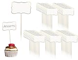 AOYEGIC 50 Stücke Buffet Schilder,Message Board Leere Beschriften,Flaggen Kennzeichnung,Lebensmittel Etiketten,Käse Marker Fähnchen,Tortendeko Zahnstocher,für Party Kuchen Dekoration(Weiß)