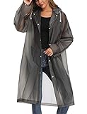 Besshopie Eva Regenmantel Regenponcho Wiederverwendbar Unisex Herren Damen Lange klare Regenbekleidung, Damen, schwarz, X-Large