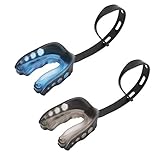 Achort 2 Farbe Mundschutz Gel Max Athletics Mundschutz mit Riemen Sprechen möglich für American Football, Kampfsport, MMA, Boxen, Kickboxen, Hockey, Football Erwachsene (Schwarz und Blau)