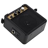 Yardwe Tragbarer Mini Gitarrenverstärker Bass Amp mit Klarem Sound Verstellbaren Effekten Kompakt Leicht für Übung und Kleine Auftritte Audio Kabel und Netzadapter Schwarz ohne Batterie
