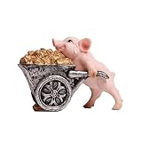 Mllepjdh Handcrafts Schweinchen Aus Kunstharz Miniatur Ornament Lustiger Beweglicher Wagen Bergbau Schweinchen Skulptur Für Tischdekoration Sammler Miniatur