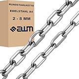 Edelstahlkette VA4 Rundstahlkette Ankerkette Edelstahl Kette Stahlkette ähnl. DIN 766 / DIN 763 (Kurzgliedrig - 5 mm = 1 Meter)