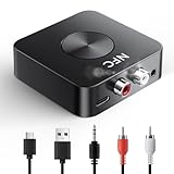 GlasFlength Bluetooth Adapter, 2 In 1 Bluetooth 5.0 Receiver Bluetooth Empfänger mit 3.5 mm AUX und Cinch-Eingang Bluetooth Sender für PC Smartphone Tablet Stereoanlage Lautsprecher