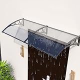 Outdoor Terrassenüberdachung Wasserdicht Klar Polycarbonat Markise für Haustür UV- und Schneeschutz Aluminiumrahmen 80x160cm