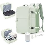Vakuum Rucksack Handgepäck Flugzeug mit Vakuumpumpe Vacuum Backpack Travel Airbag Rucksack für Damen & Herren Vacpack Tasche Reiserucksack mit Vakuumsystem,Mintgrün Erweiterbar