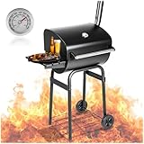 tectake® 3in1 Barbecue Holzkohlegrill Grillwagen Smoker Räucherofen, Smoker Grill mit Thermometer, regulierbarem Luftabzug, Dampfgaren, Holzkohle Grill mit Kohleschale und Ascherost
