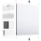 Sekey Wabenplissee Ohne Bohren Verdunkelung Rollo 100% verdunkelnd Blickdicht, Klemmfix, Aluminiumschiene, ZWeißeitig wählbar in Weiß & Grau 80x120cm (BxH)
