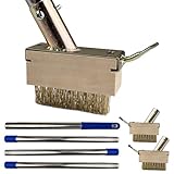 VELLUSTRA Fugenbürste Unkraut, Fugenkratzer mit 170 cm Edelstahl Stiel, Abgewinkelten Stahldrahtborsten Unkrautbürste, Drahtbürste zum leichten Entfernen von Moos an Plattenfugen und Mauerkanten