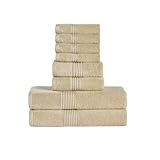 Badetücher 8 Teilig Handtuchset - 100% gekämmte Baumwolle - Bad + Hand + Waschlappen - Oeko-TEX Zertifiziert Weiche & Saugfähige Handtücher mit langlebigen Doppelnähten Kanten für Badezimmer oder