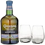 Connemara Irish Peated Malt Distillers Edition mit Geschenkverpackung mit 2 Gläsern Whisky (1 x 0.7 l)