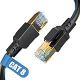 Nebite Cat 8 LAN kabel 8m, 40Gbps Netzwerkkabel 2000 MHz Ethernet Kabel Gigabit F/FTP Patchkabel mit rj45 Stecker für PS5/4, Xbox, Modem, TV, Switch, Laptop, Router, Schneller als Cat 6/Cat 7