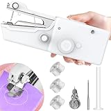 Handnähmaschine, Tragbare Handnähmaschine Mini Nähmaschine für Anfänger für DIY-Nähprojekte zu Hause Handnähmaschine mit Zubehör und Unterfaden, Elektrische hHand Nähmaschine für Kleidung Vorhänge