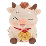 POPETPOP 1 Stück Niedliche Kuhautoverzierungen Kleine Ochsenfigur Autospielzeug Bullenfigur Zubehör Kuh Figur Auto Autodekoration Figuren Dekorativ Handwerkliches Beige Harz