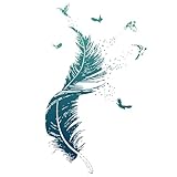 Wandtattoo Feder Wandsticker Blau, wandtattoo wohnzimmer wandtattoo schlafzimmer selbst klebend modern Sprüche Vogel wall decor wandaufkleber wohnzimmer Wandbilder 30 x 90 cm für Windows Tür Möbel