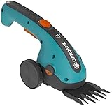 Gardena Set Akku-Grasschere ClassicCut Li: Rasenschere-Komplettset mit Teleskopstiel und Rädern, für den Schnitt von Rasenkanten ohne Bücken (9855-20), Farbe: Türkis, Schwarz, Orange, 36x13