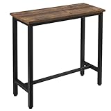 WOLTU 1x Bartisch Bistrotisch Stehtisch Esstisch, Metallgestell, Tischplatte aus MDF, Holz Vintage, 100x40x100cm(BxTxH)