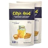 Nortembio Zitronensäure Anhydrat Pulver 2 x 850 g Rein – Lebensmittelzusatzstoff E330 Gourmet-Qualität für Backen, Konserven, Getränke, Hausgemachtes + Gratis eBook inklusive