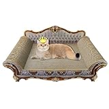 LitaiL Kratzbrett aus Pappe für Katzen, Kratzbretter Katze, Kratzpappe mit Katzenminze, Luxury 2 in 1 Katzenkratzbretter für Sofaschutz, Maße 55 x 32cm, grau