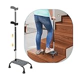 Treppensteigstock, halbe Stufen für Treppenheber, Senioren, ältere Menschen, Treppenstock, Gehhilfen für Stabilität, 4 Zinken, verstellbare Stöcke, Treppenhelfer, Hilfsgeräte, Mobilitätshilfe,
