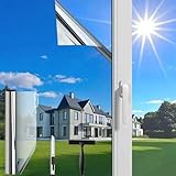 (44.5X200cm Silber) Fensterfolie Sonnenschutz Hitzeschutz innen oder außen | Rückstandslose Spiegelfolie Fenster Hitzeschutz | Selbstklebend UV Schutzfolie Fenster | Spiegelfolie| Sonnenschutzfolie
