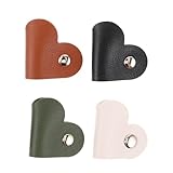 Mikinona 4 Stück Herzförmiger Kabel-organizer aus Pu-leder Wiederverwendbarer Earbud Ladekabelhalter für Reise und Alltag Praktischer Datenkabel-wickler in Schwarz Braun Grün Weiß